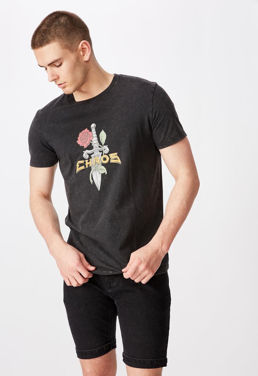 Factorie - Dagger slim graphic T-shirt - black
