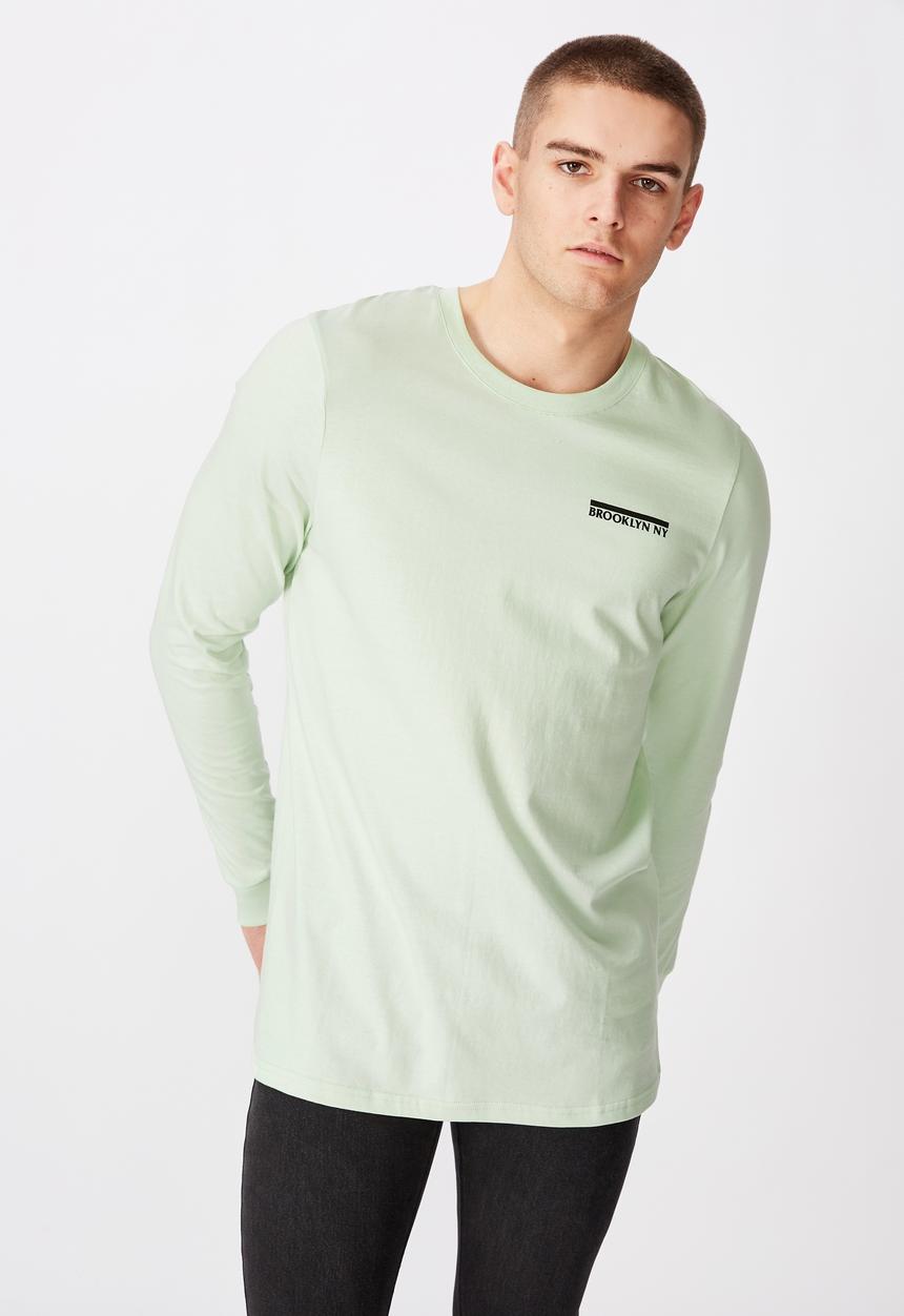 Factorie - Brooklyn NY slim long sleeve graphic T-shirt - green