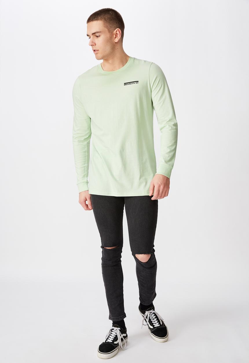 Factorie - Brooklyn NY slim long sleeve graphic T-shirt - green