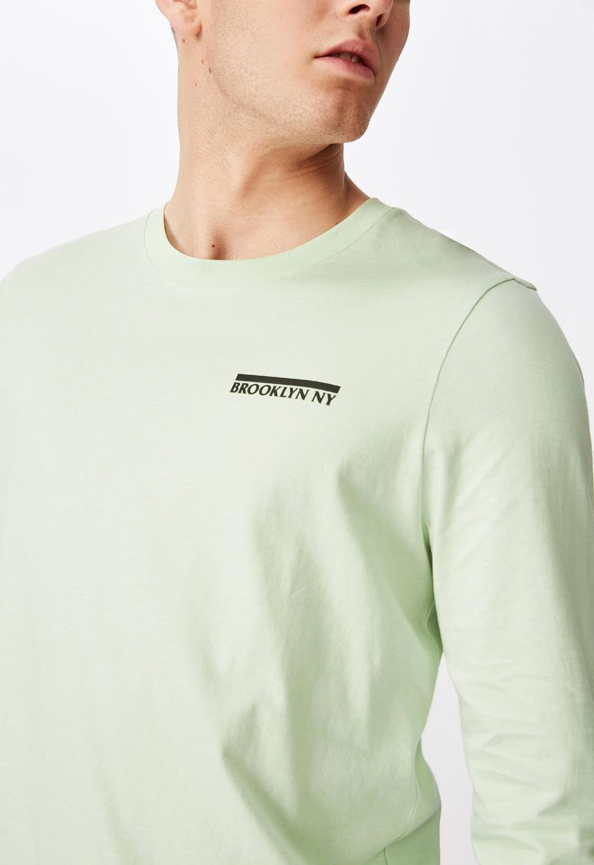 Factorie - Brooklyn NY slim long sleeve graphic T-shirt - green