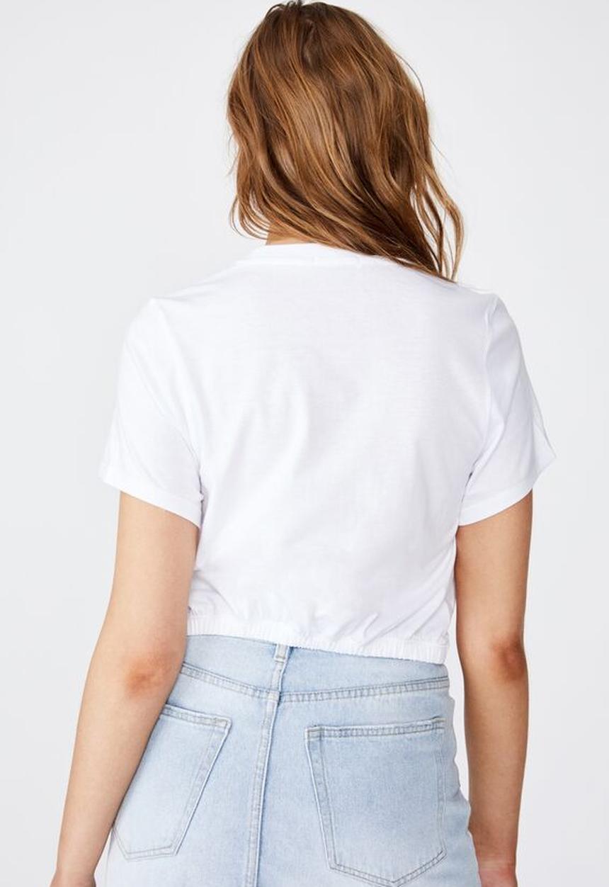 Cotton On - Franklin keyhole tie front short sleeve top - white
