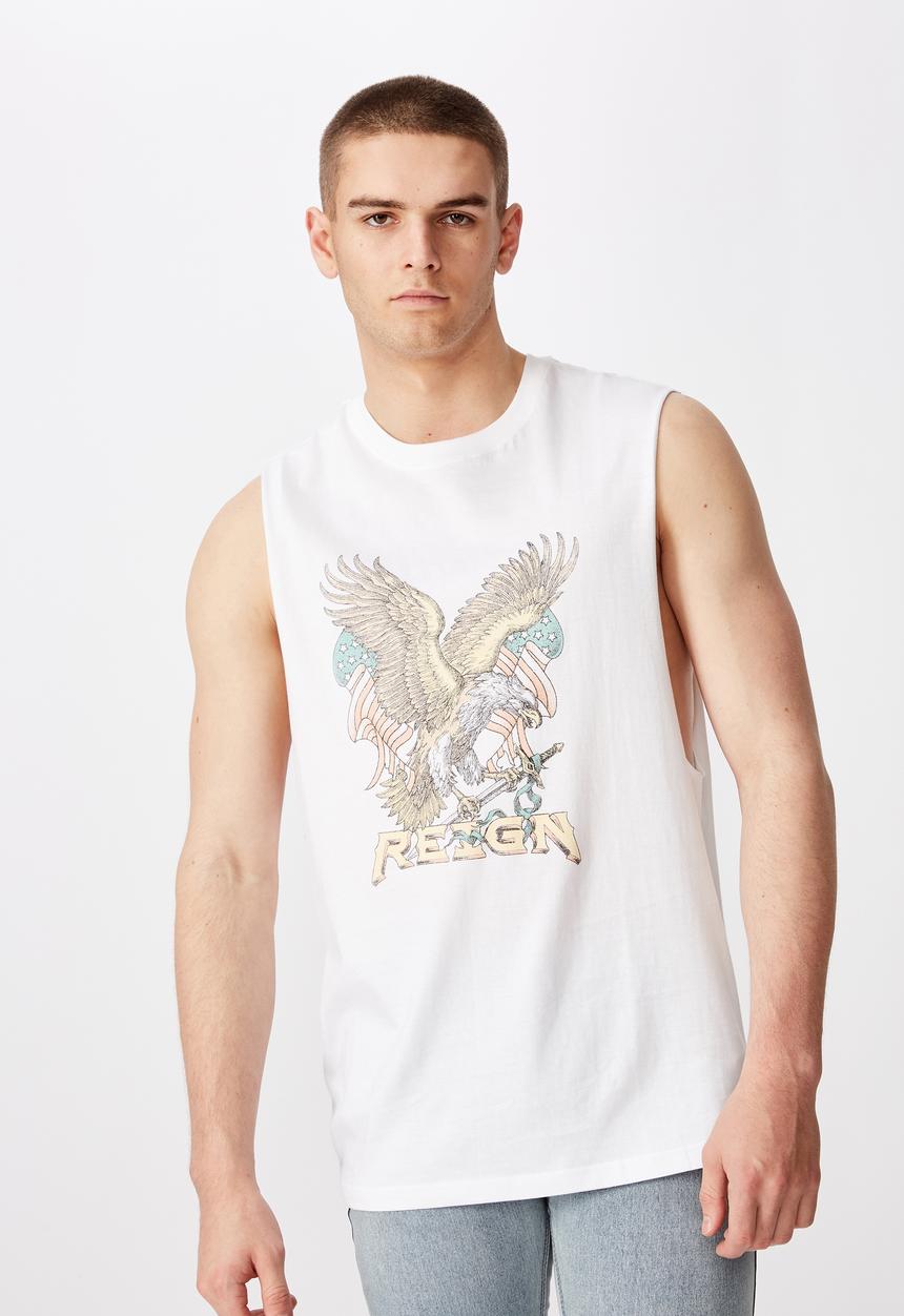 Factorie - Reign graphic muscle tank - white