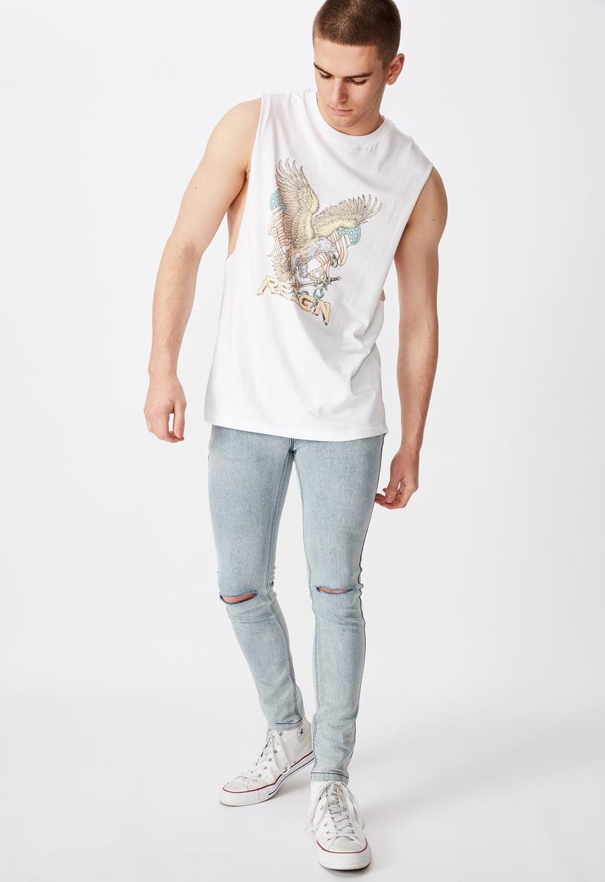 Factorie - Reign graphic muscle tank - white