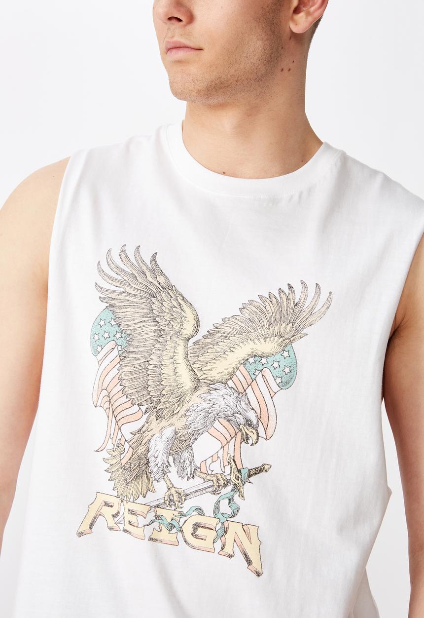 Factorie - Reign graphic muscle tank - white