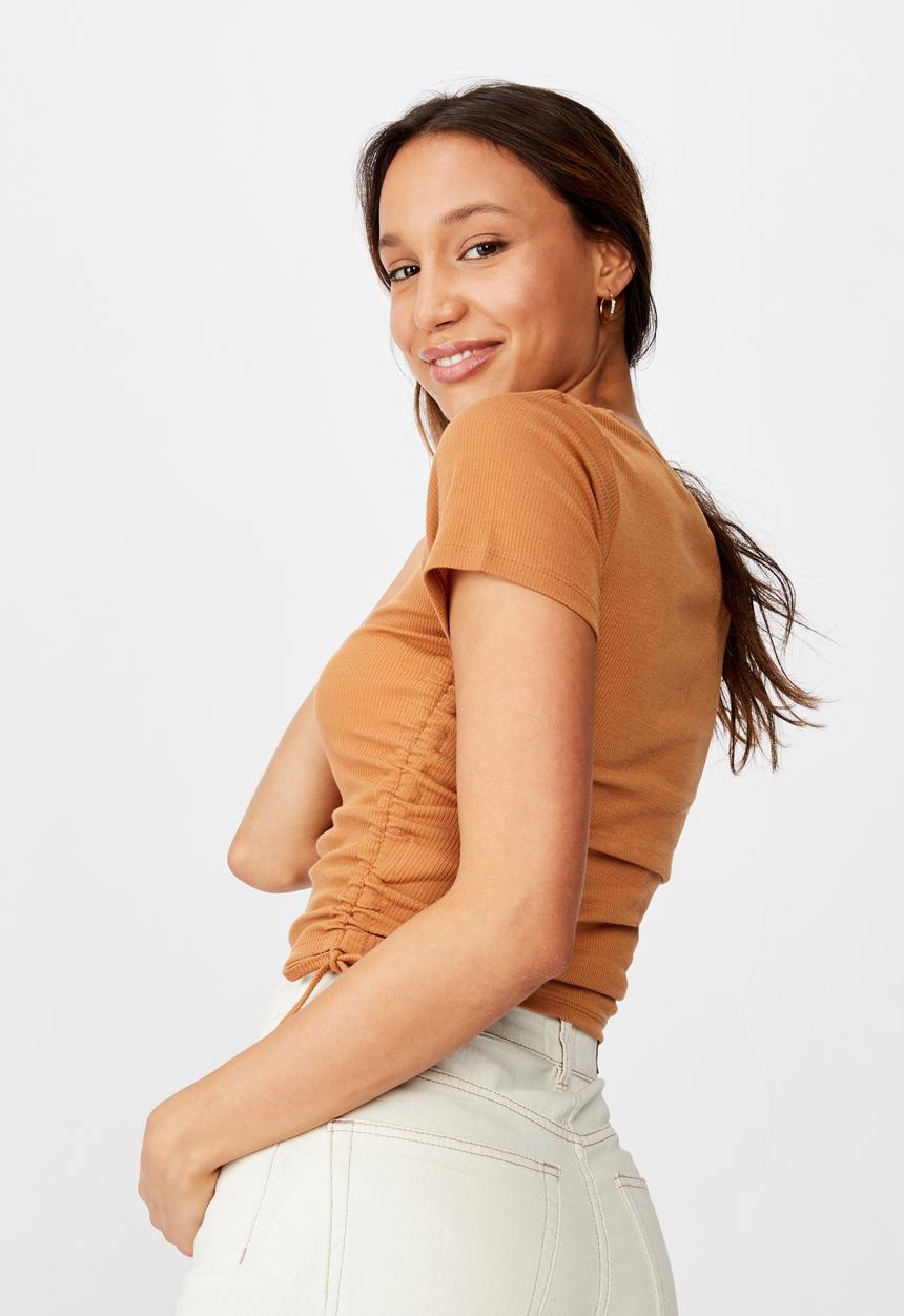 Cotton On - Millicent crew neck side tie - orange