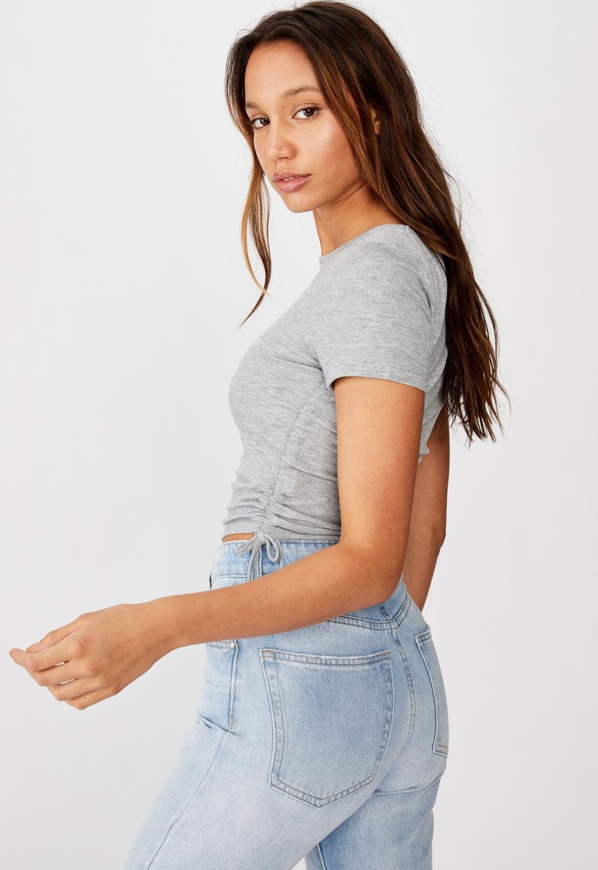 Cotton On - Millicent crew neck side tie - grey