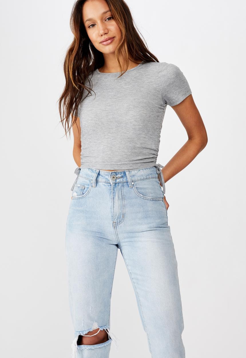 Cotton On - Millicent crew neck side tie - grey