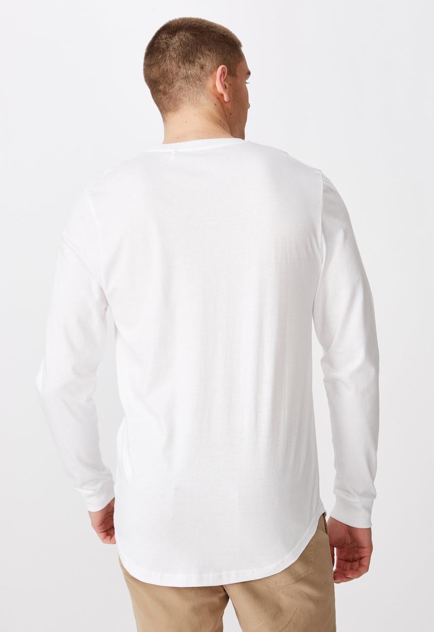 Factorie - Paris curved long sleeve graphic T-shirt - white