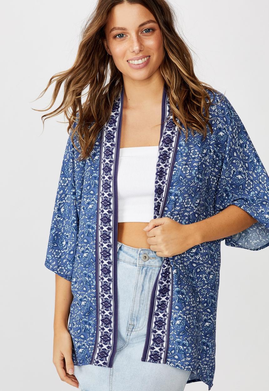 Cotton On - Wanderlust kimono - blue & white