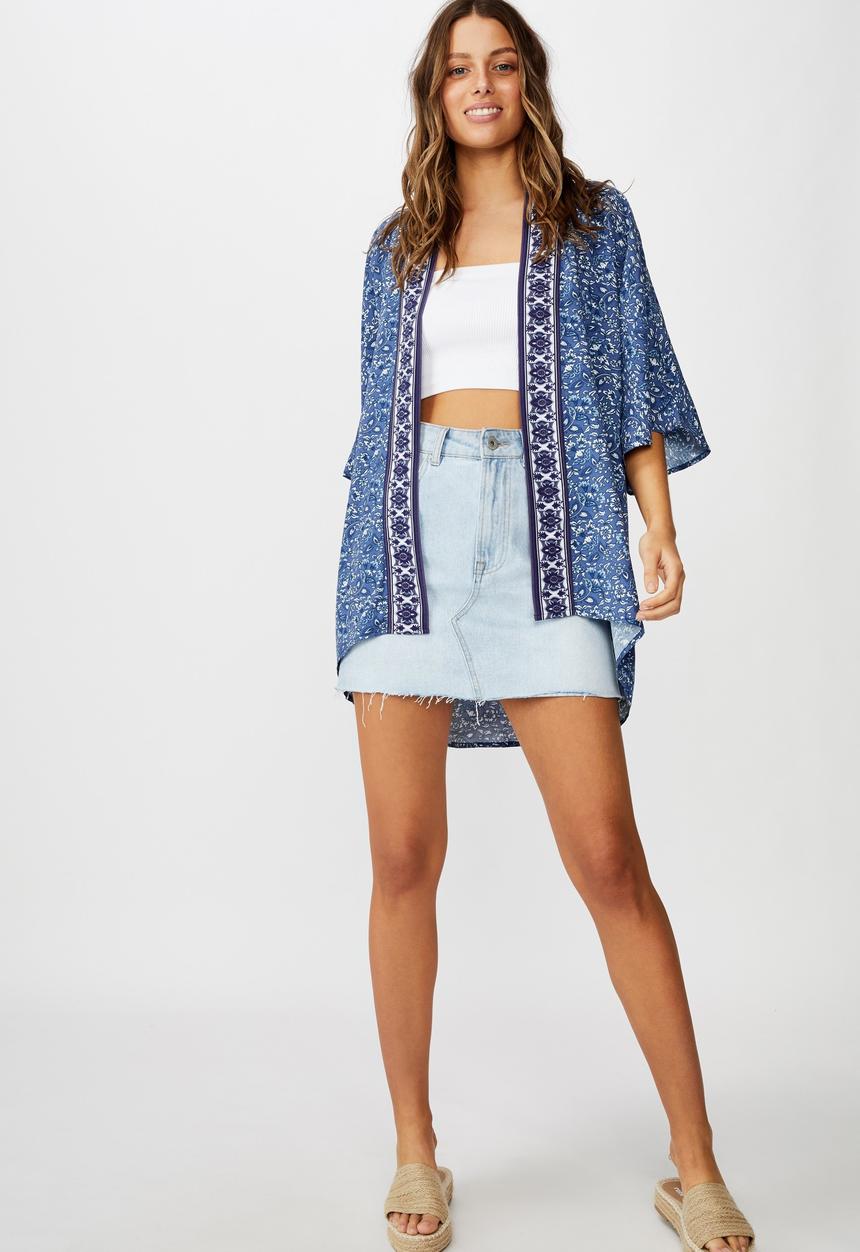 Cotton On - Wanderlust kimono - blue & white