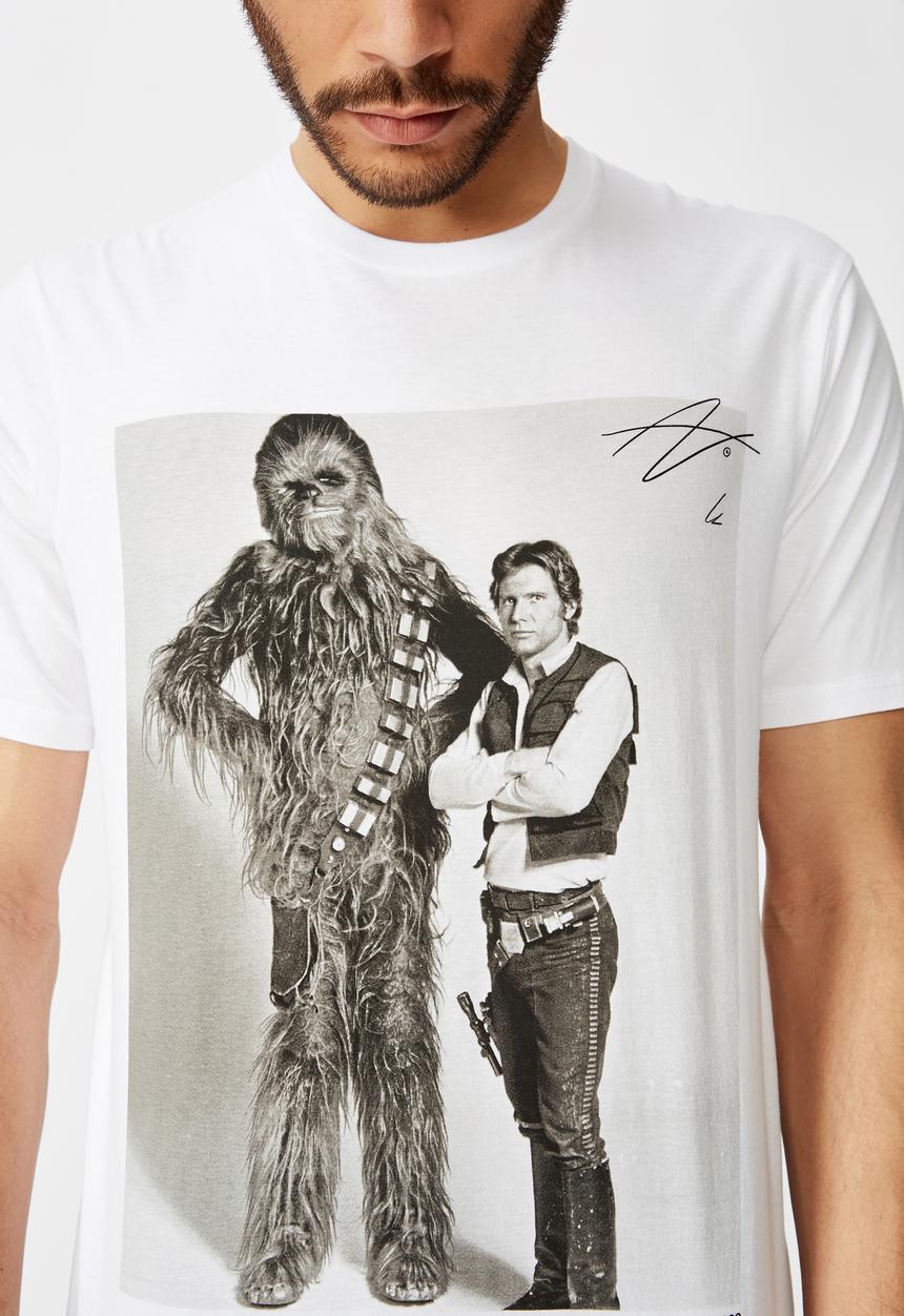 Cotton On - Star Wars - Chewbacca & Han solo Tbar collab star wars T-shirt - white
