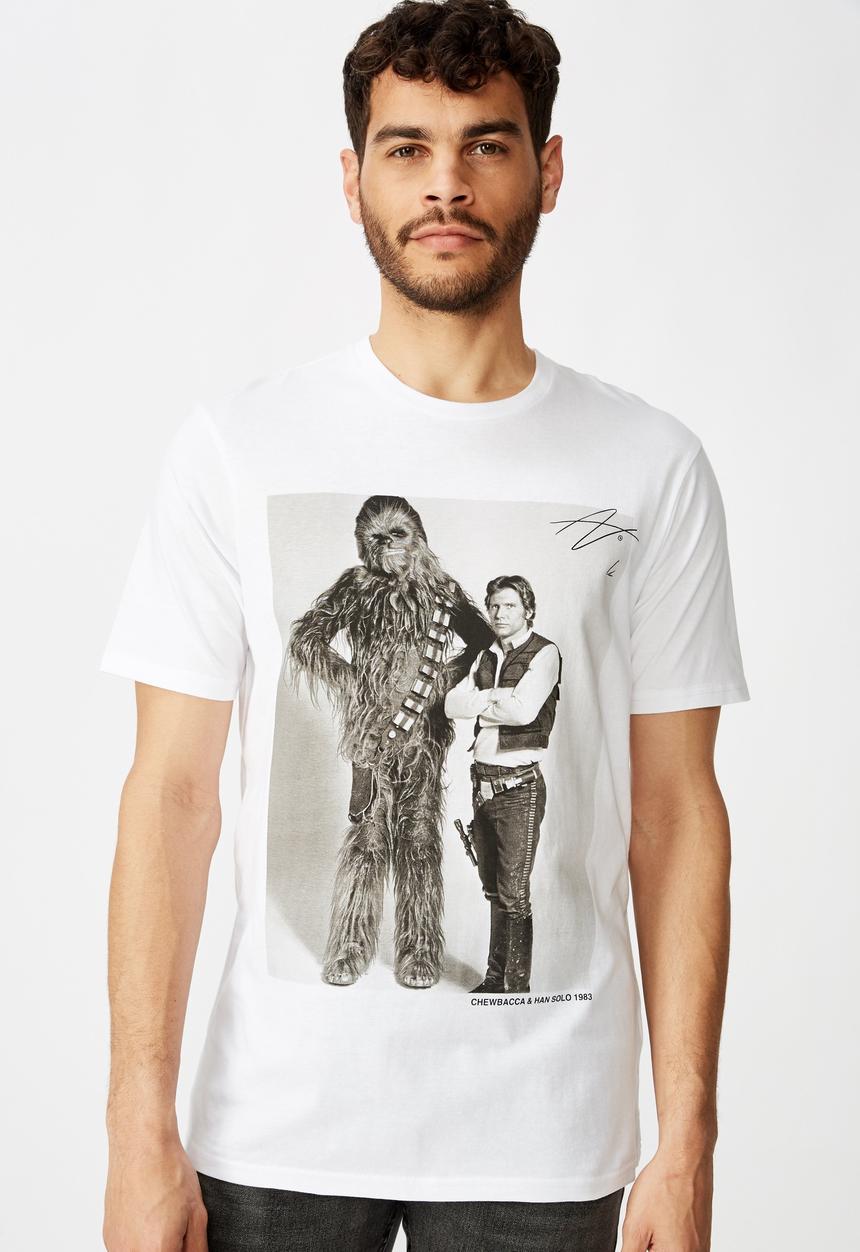 Cotton On - Star Wars - Chewbacca & Han solo Tbar collab star wars T-shirt - white