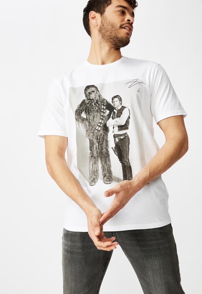 Cotton On - Star Wars - Chewbacca & Han solo Tbar collab star wars T-shirt - white