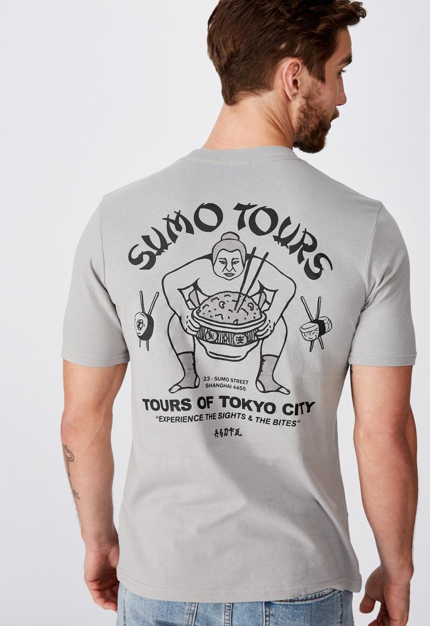 Cotton On - Sumo tours Tbar souvenir T-shirt - grey