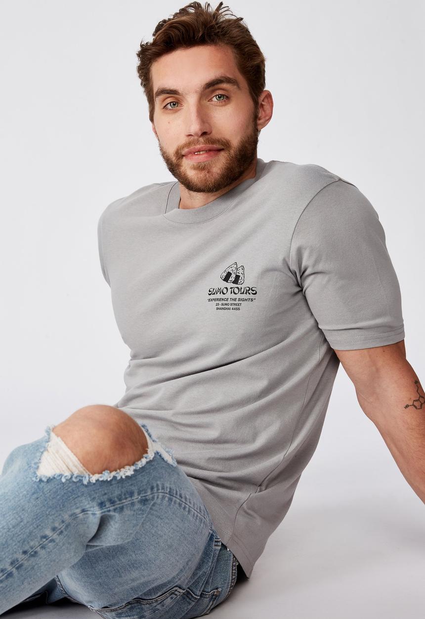 Cotton On - Sumo tours Tbar souvenir T-shirt - grey