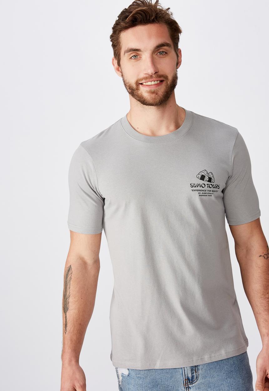 Cotton On - Sumo tours Tbar souvenir T-shirt - grey