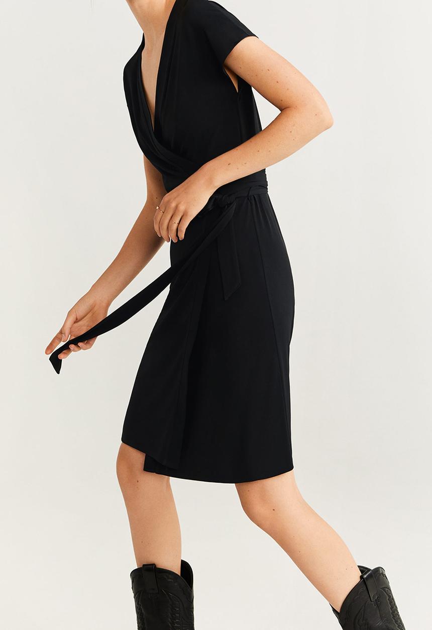 MANGO - Dress crossep - black