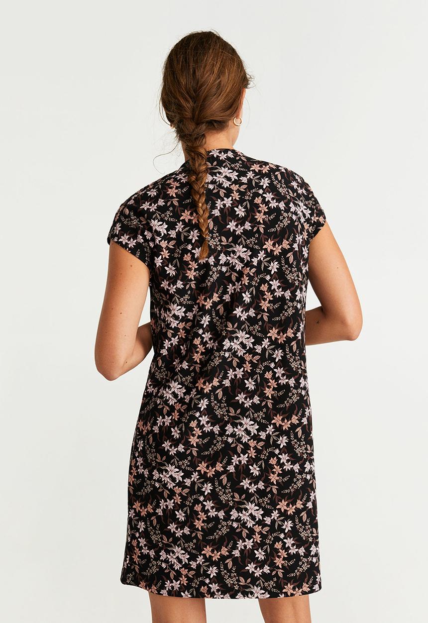 MANGO - Dress veldu - pink & black