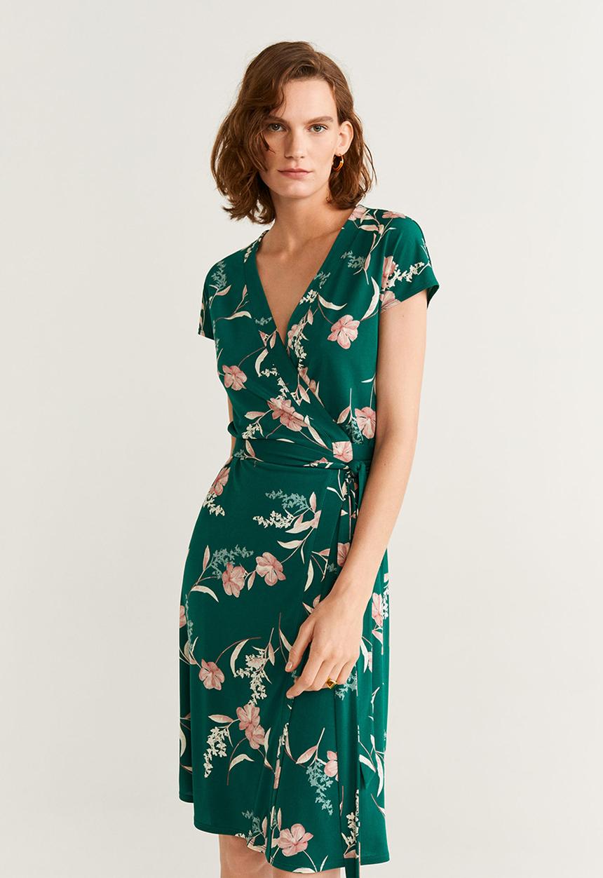 MANGO - Dress crossep - green