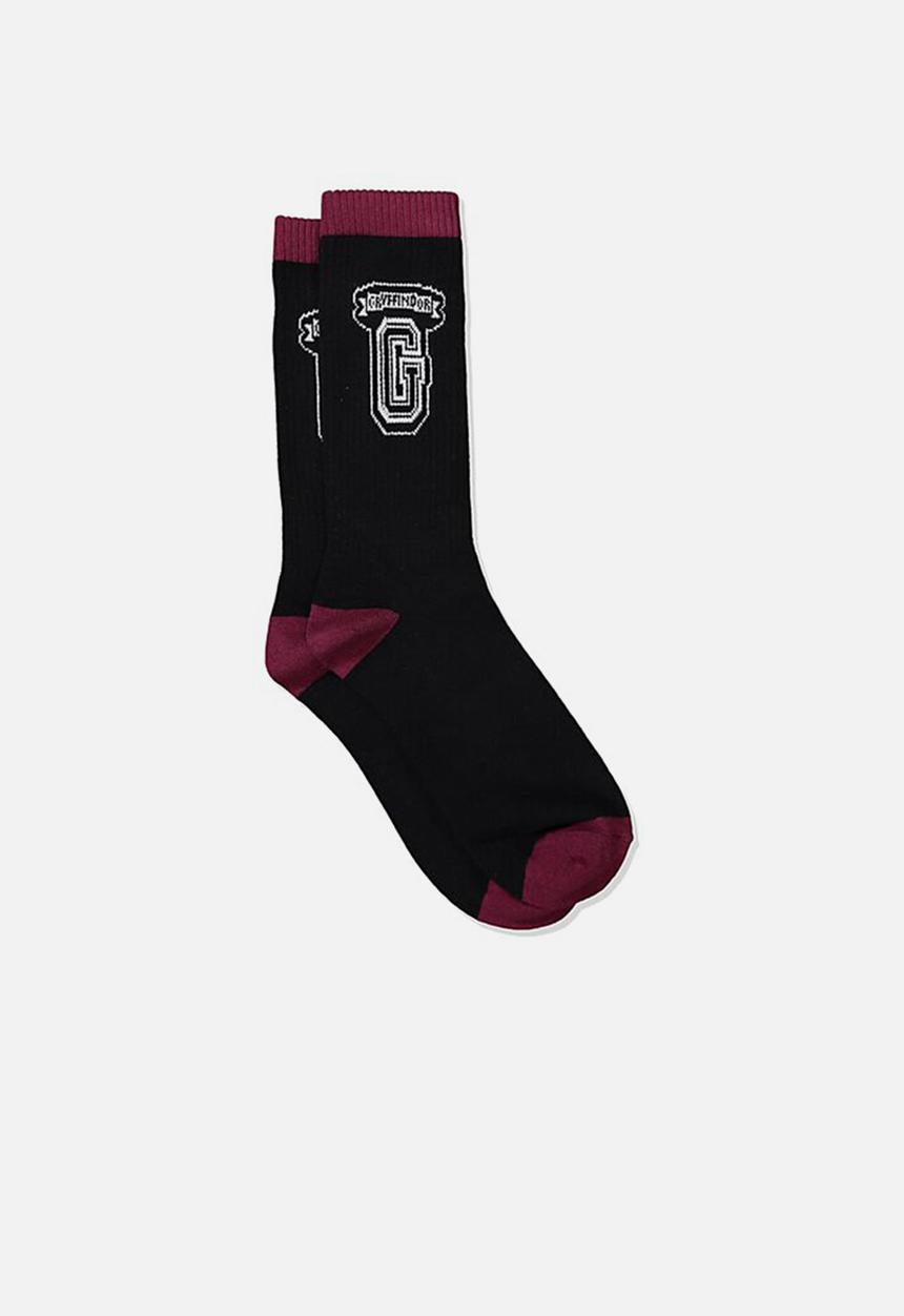 Typo - Wb hpo gryffindor college socks - black & burgundy