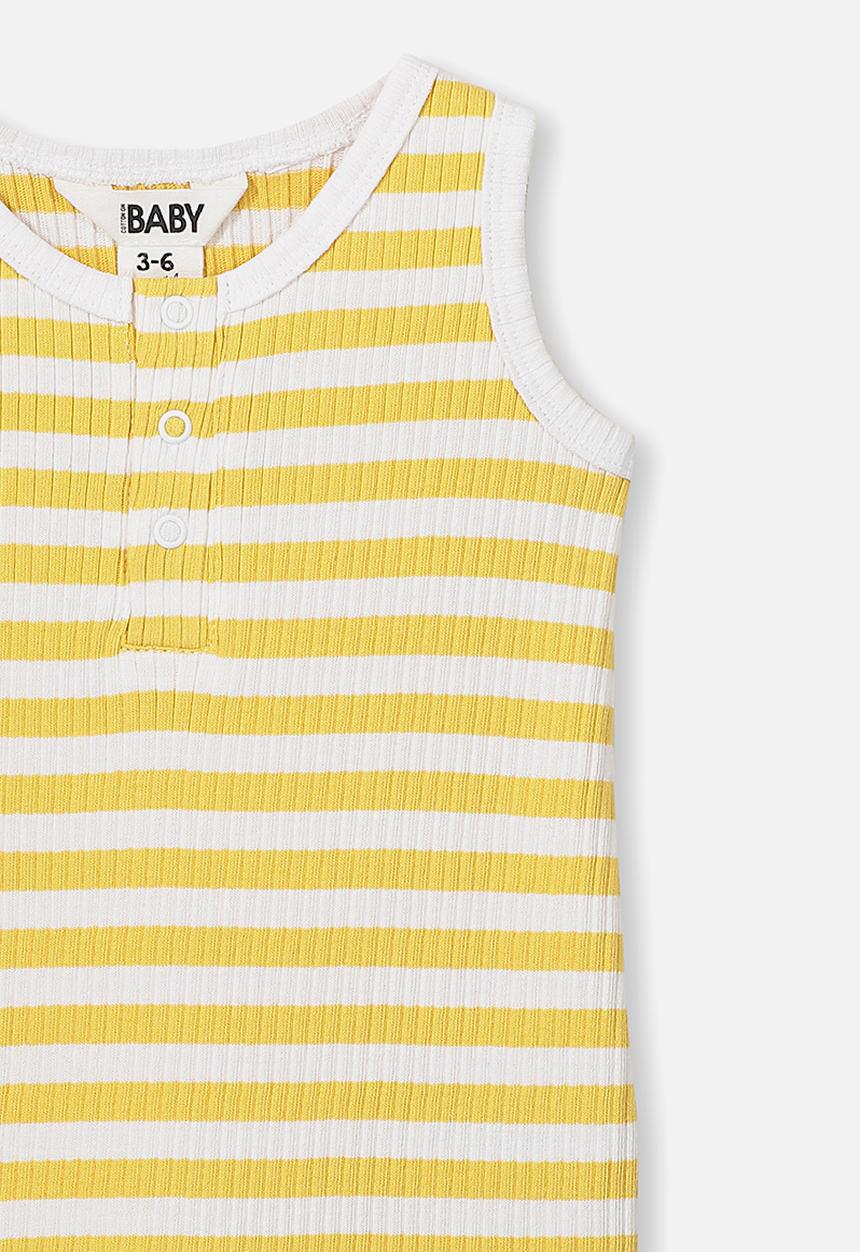 Cotton On - The sleeveless short leg romper - yellow & white 