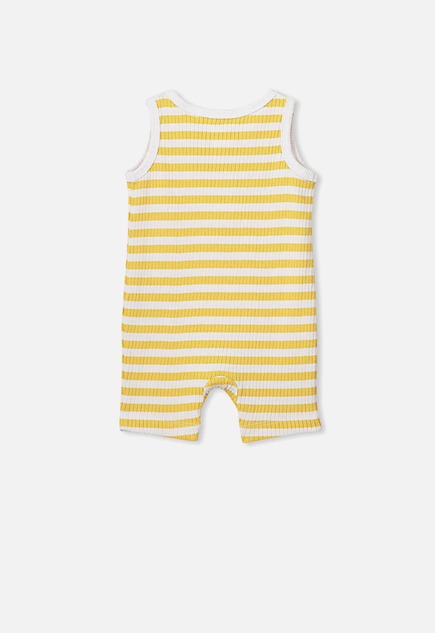Cotton On - The sleeveless short leg romper - yellow & white 