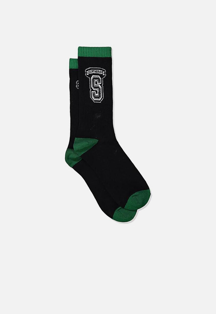 Typo - Wb hpo slytherin college sock - black & green