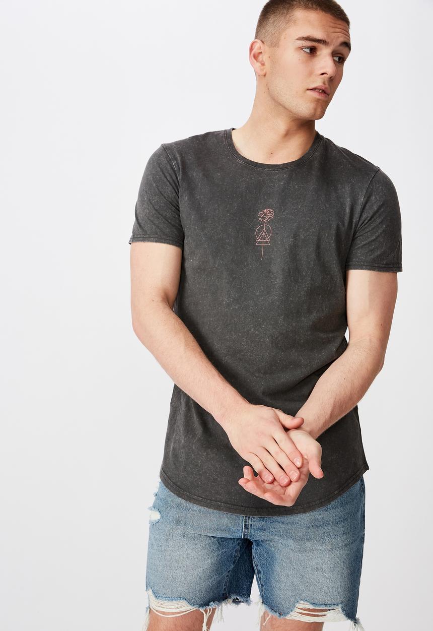 Factorie - Curved graphic T-shirt - grey