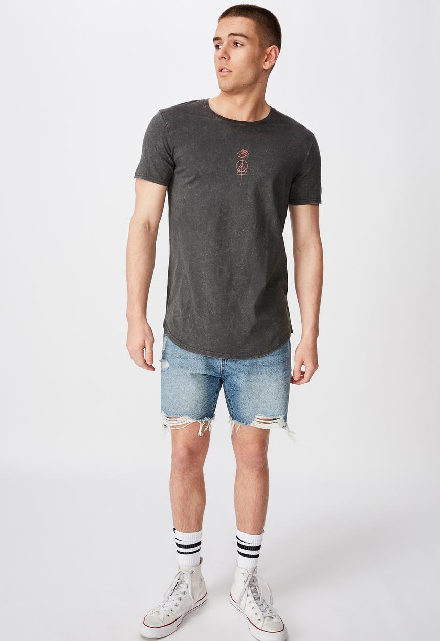 Factorie - Curved graphic T-shirt - grey