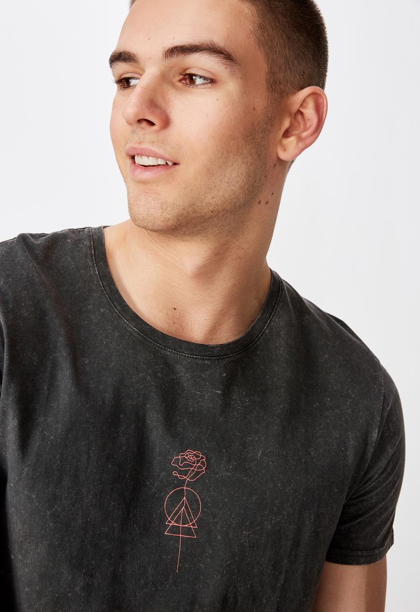 Factorie - Curved graphic T-shirt - grey