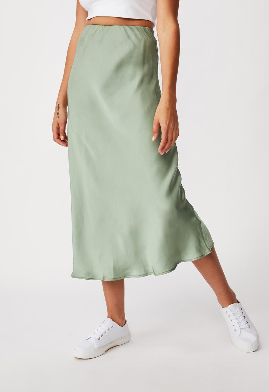 Cotton On - Belle bias midi skirt - green