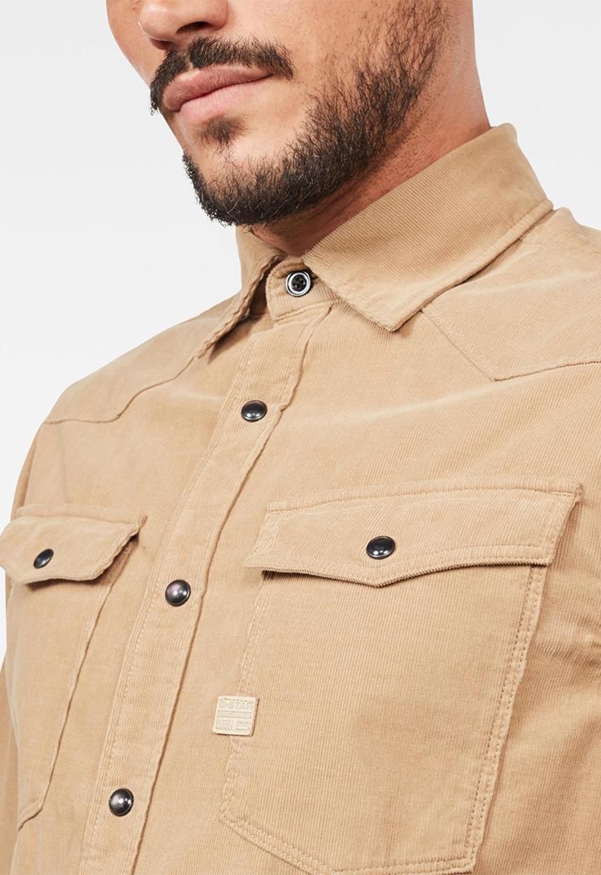 G-STAR - 3301 Slim long sleeve shirts  - beige