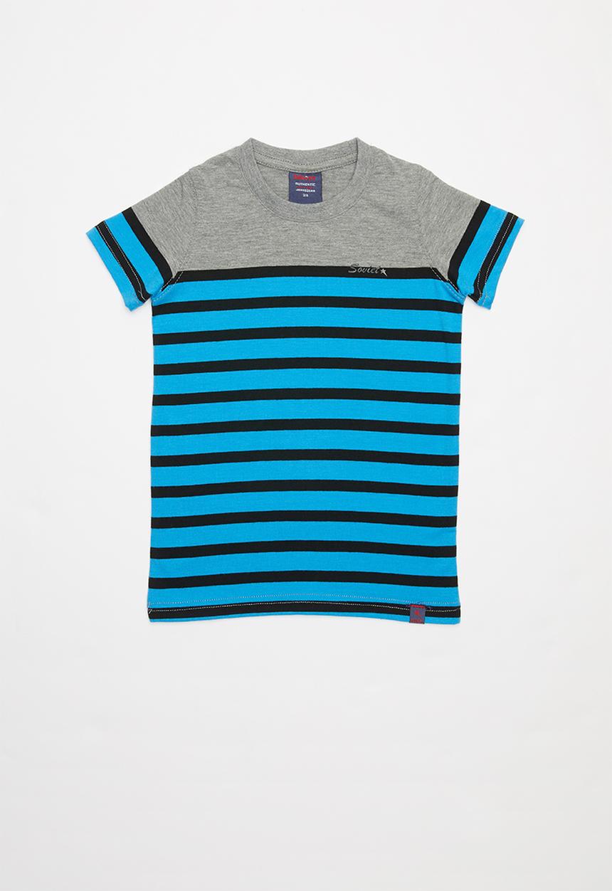 SOVIET - Gianni boys short sleeve - grey & blue 