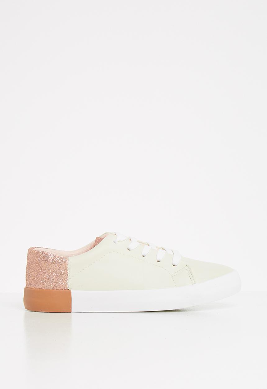 Pop Candy - Glitter detail sneaker - beige & rose gold 