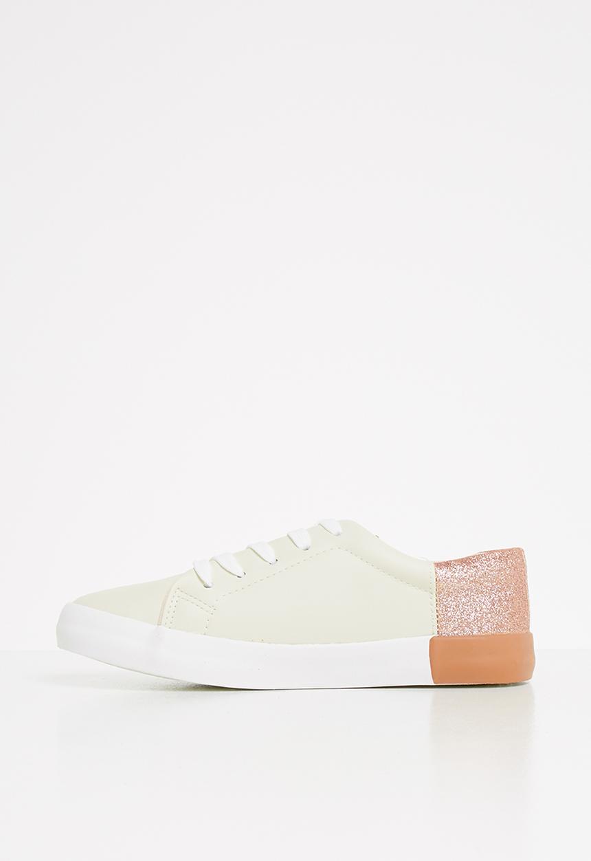 Pop Candy - Glitter detail sneaker - beige & rose gold 