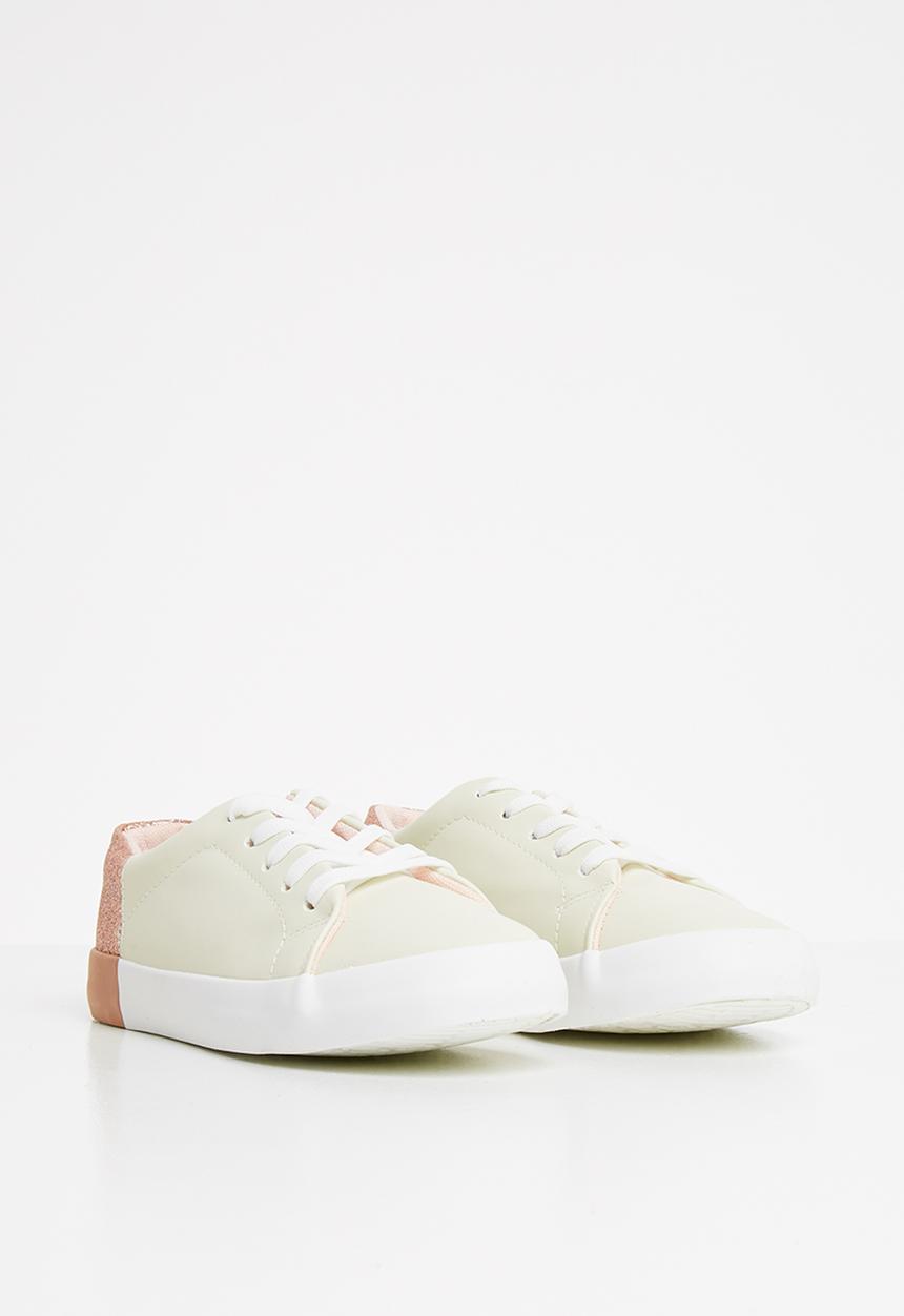 Pop Candy - Glitter detail sneaker - beige & rose gold 