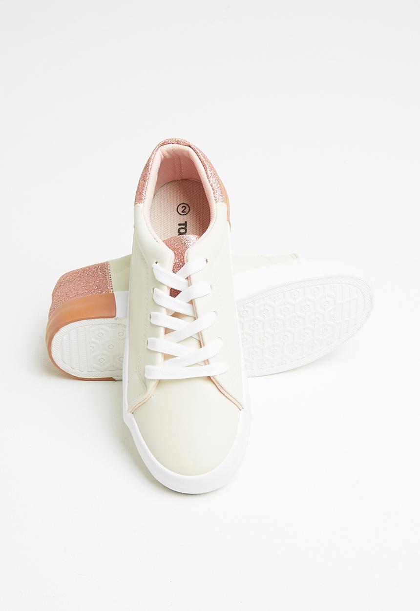 Pop Candy - Glitter detail sneaker - beige & rose gold 