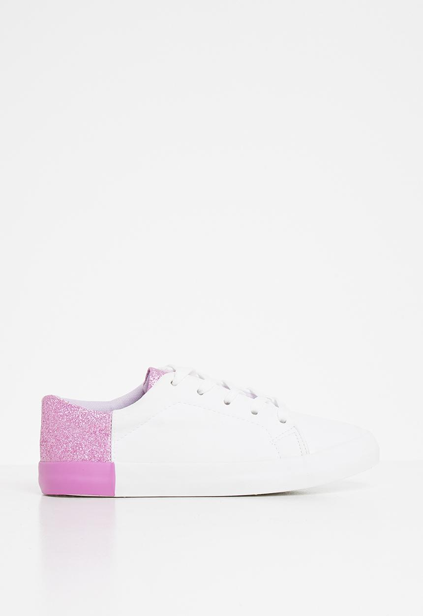 Pop Candy - Glitter detail sneaker - white & purple