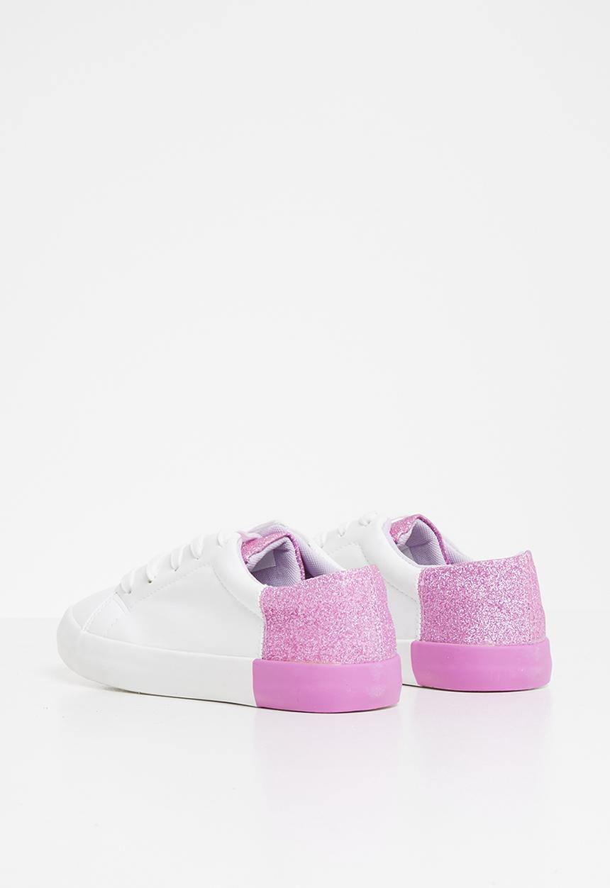 Pop Candy - Glitter detail sneaker - white & purple