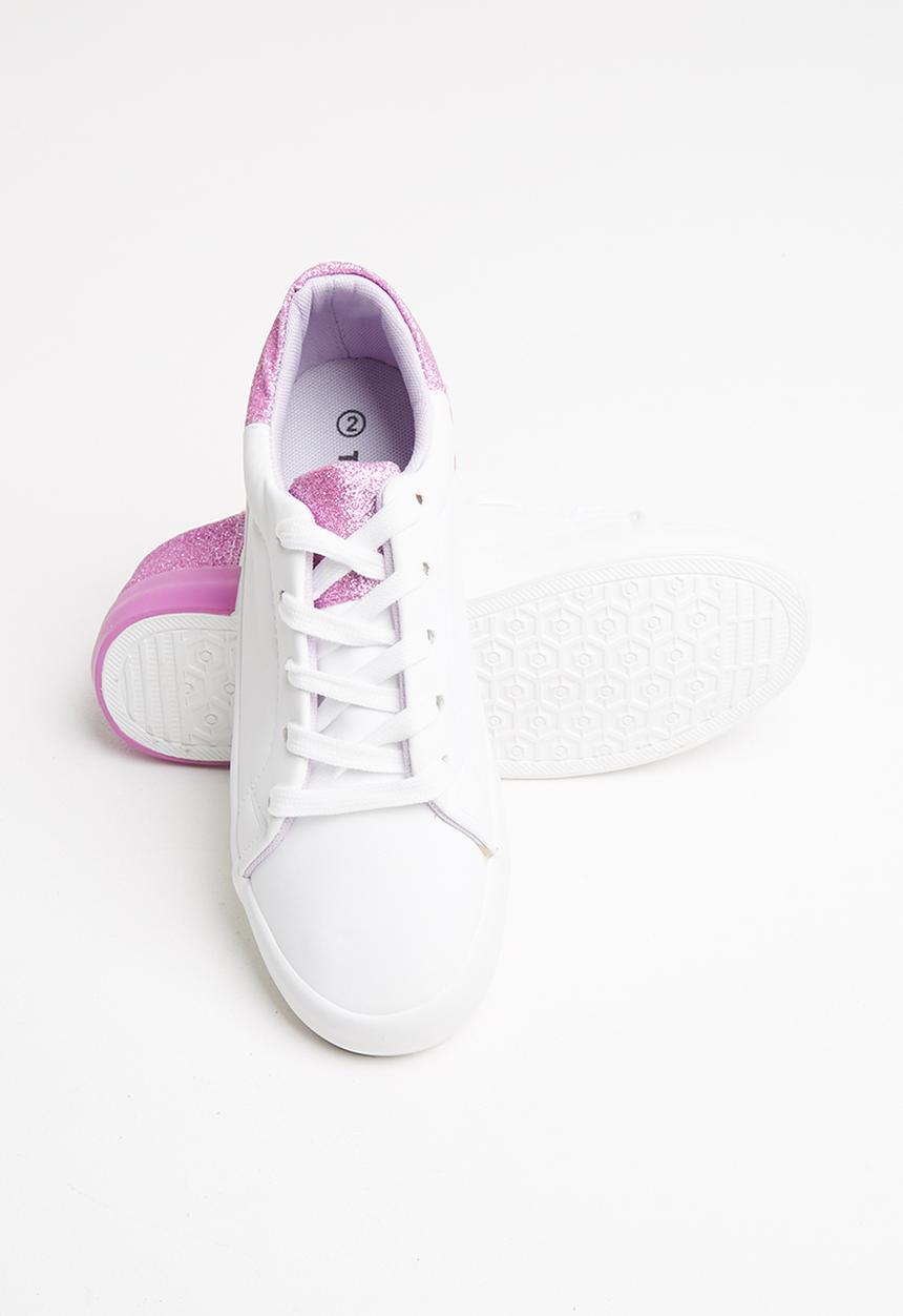 Pop Candy - Glitter detail sneaker - white & purple