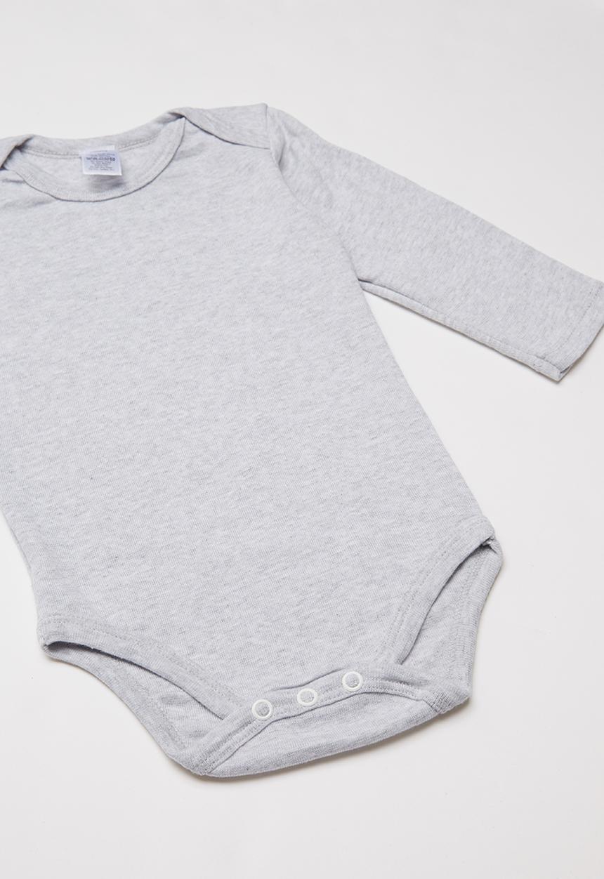 Pop Candy - 2 pack long sleeve bodyvests - grey & white 