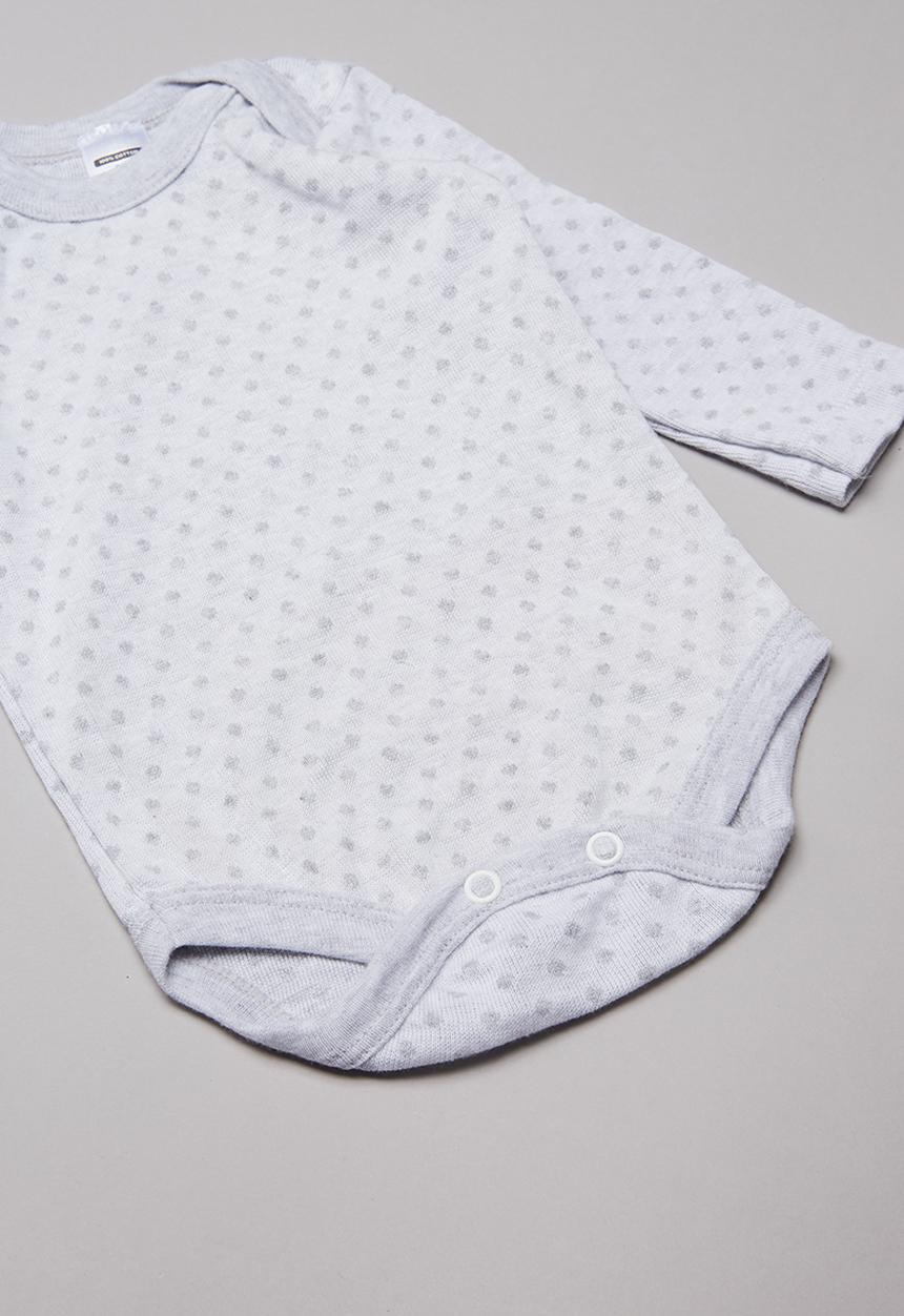 Pop Candy - 2 pack long sleeve bodyvests - grey & white