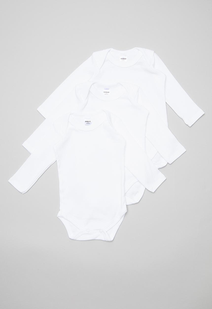 Pop Candy - 3pk Long sleeve bodyvests - white