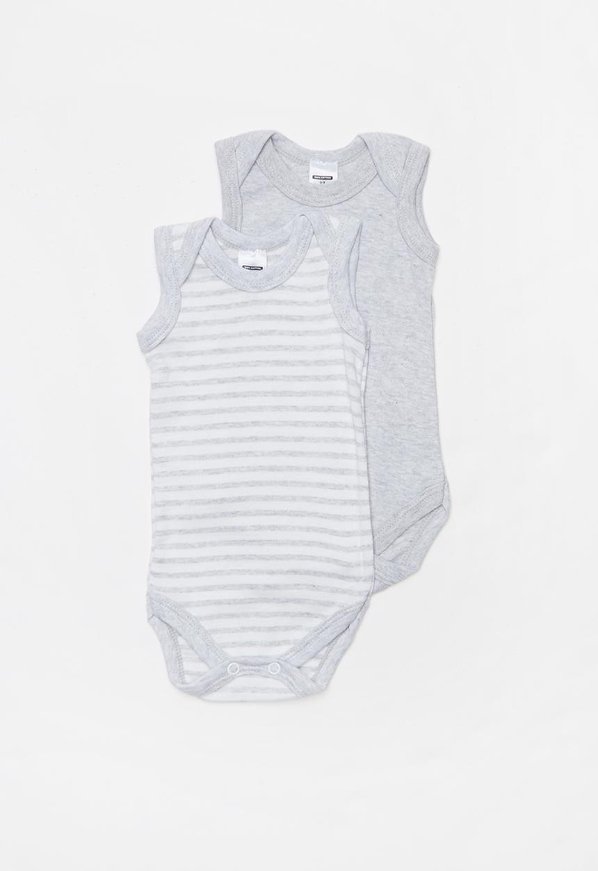Pop Candy - 2 Pack bodyvests - grey & white 