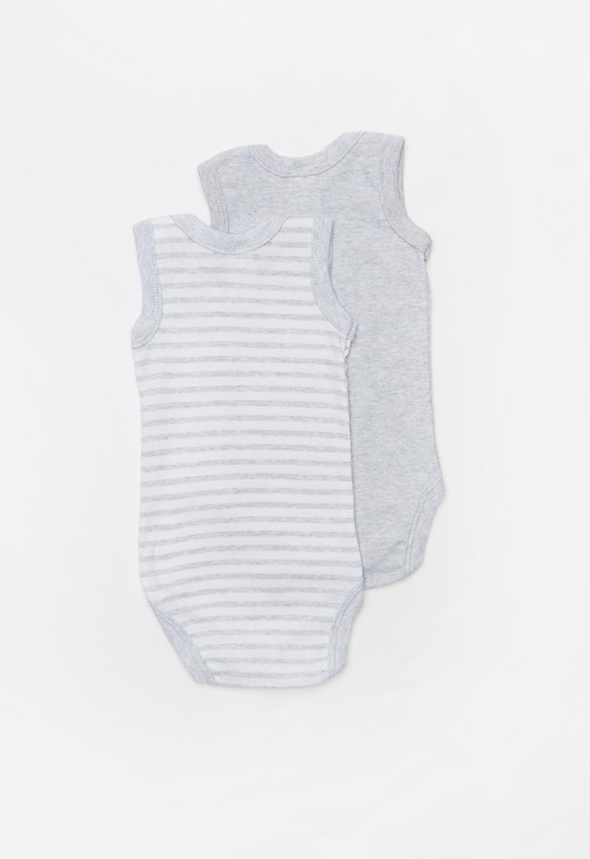 Pop Candy - 2 Pack bodyvests - grey & white 