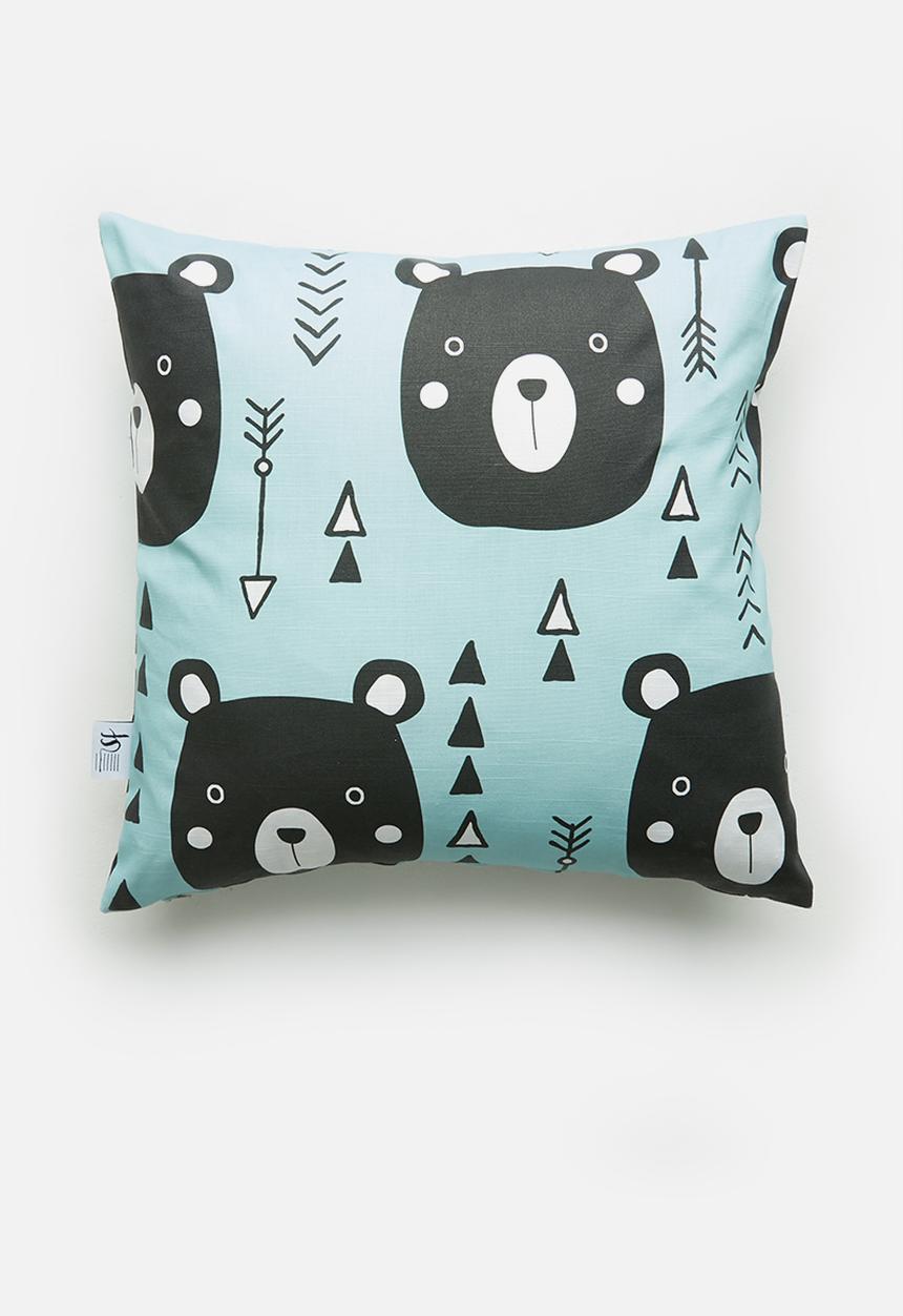 Sixth Floor - Beary cushion cover - blue & black 