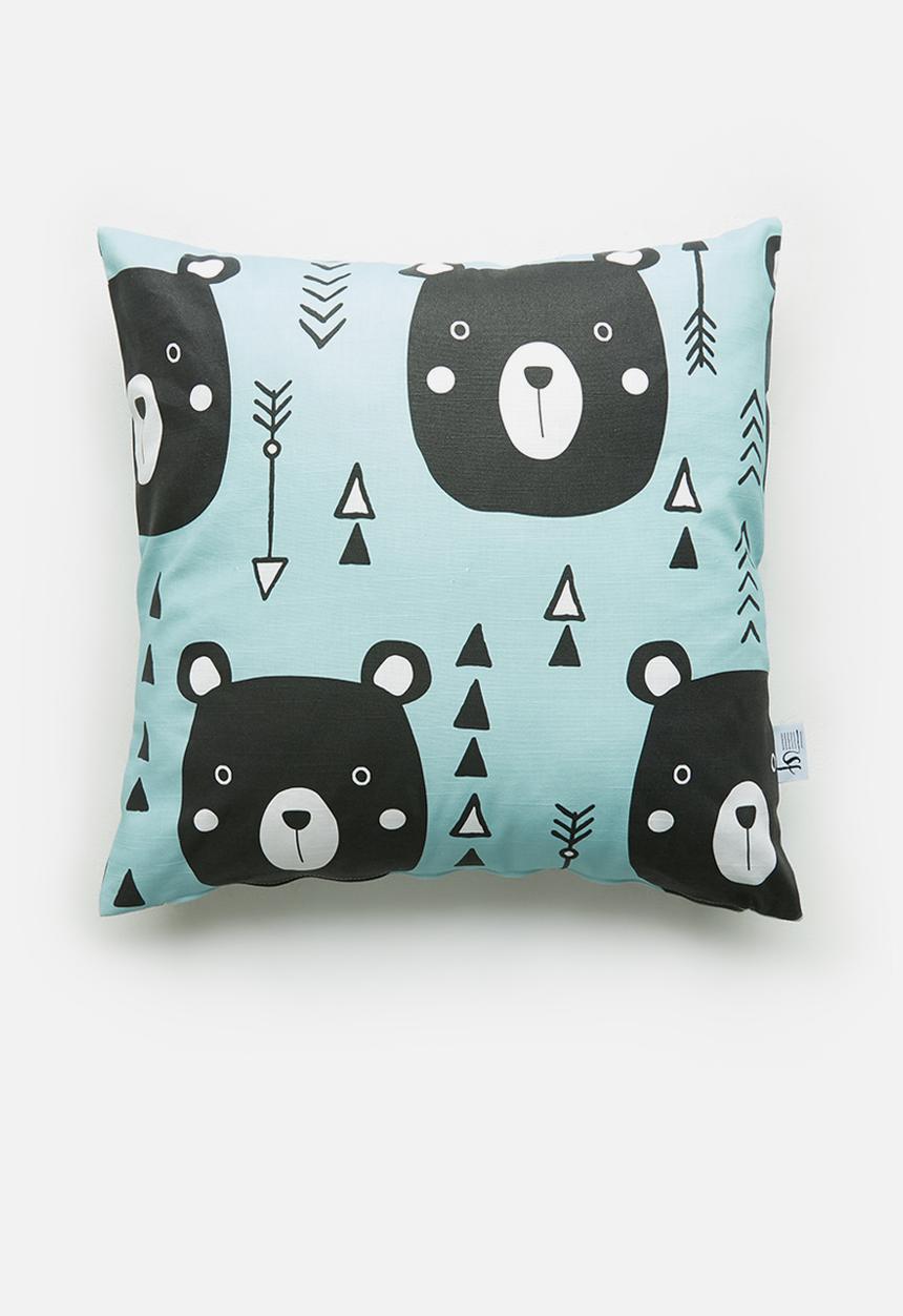 Sixth Floor - Beary cushion cover - blue & black 