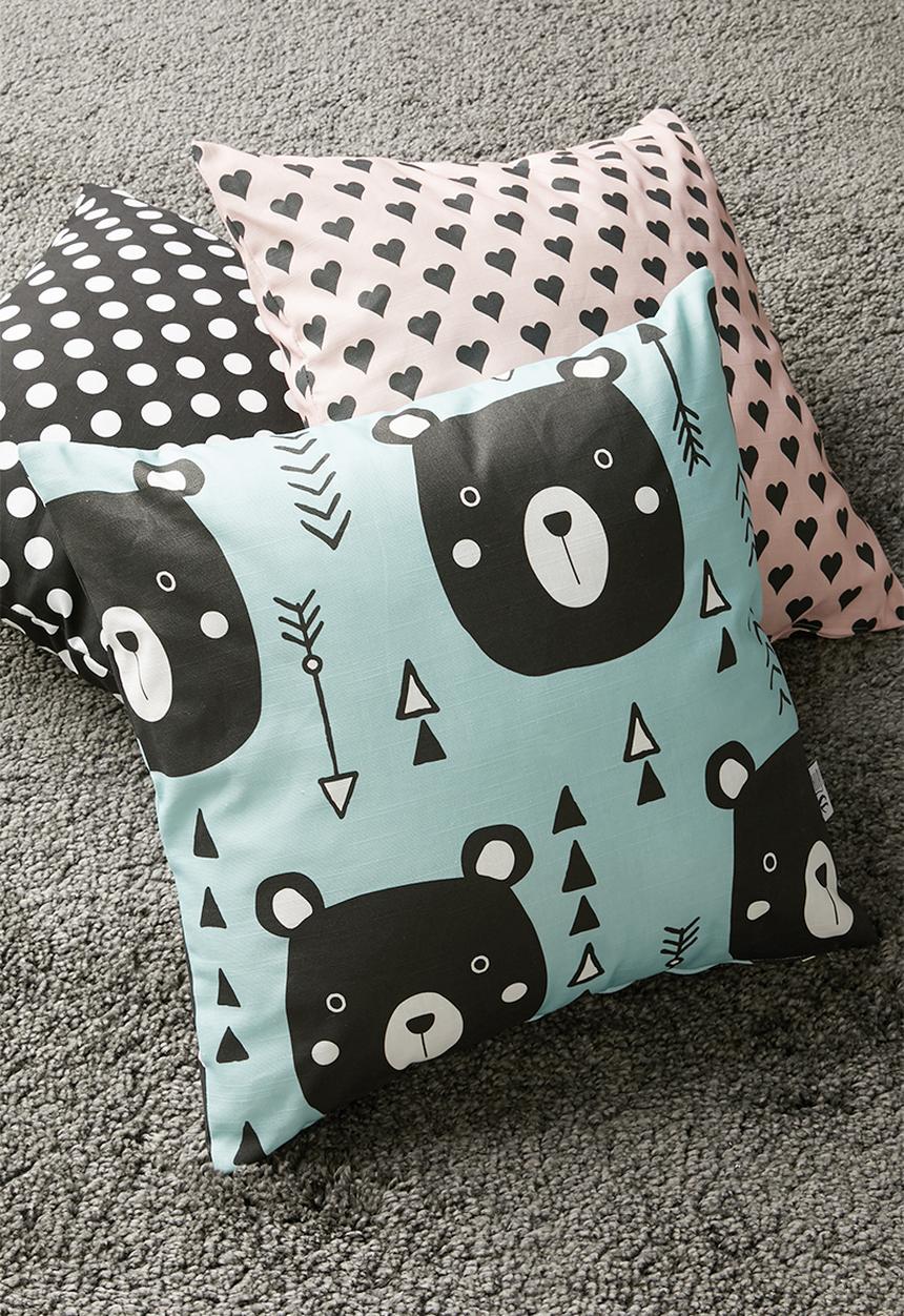Sixth Floor - Beary cushion cover - blue & black 