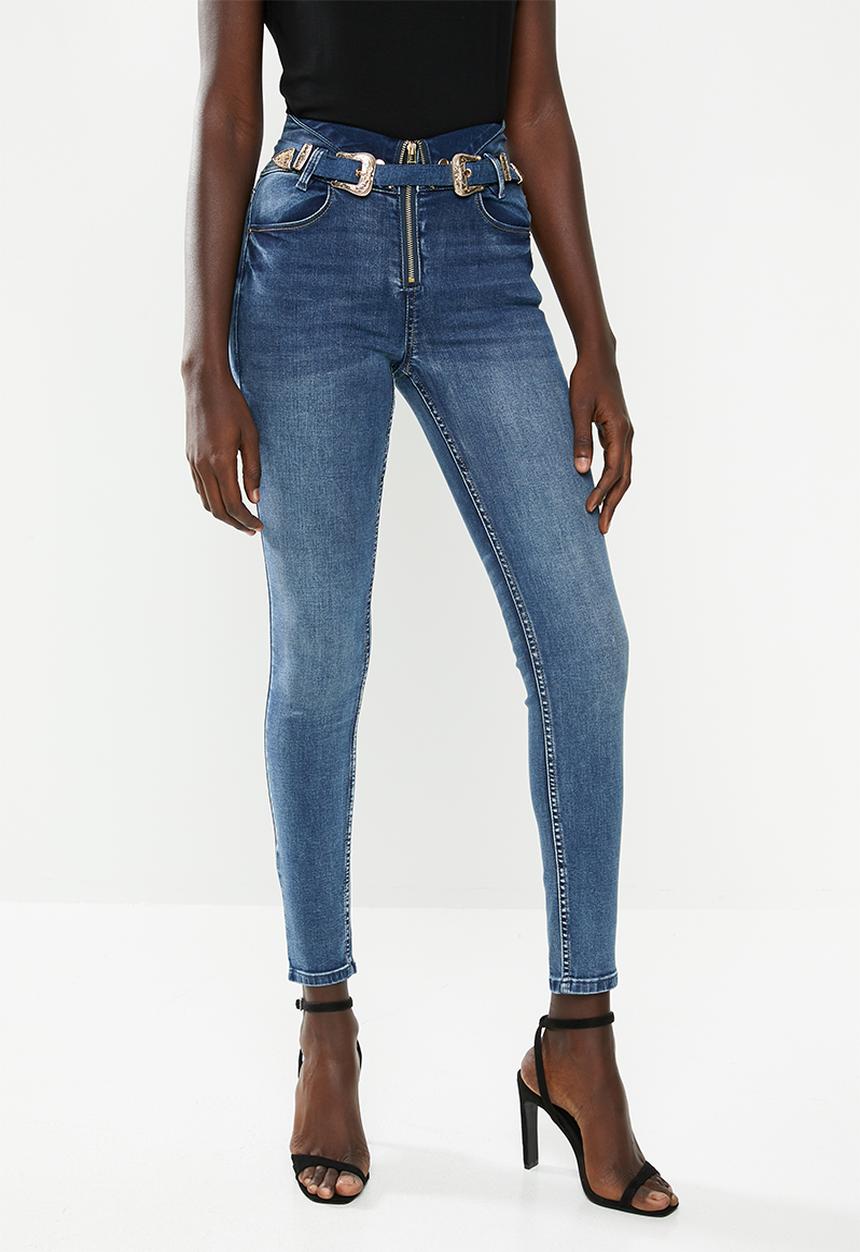 SISSY BOY - Ryder high rise skinny with belt - blue 