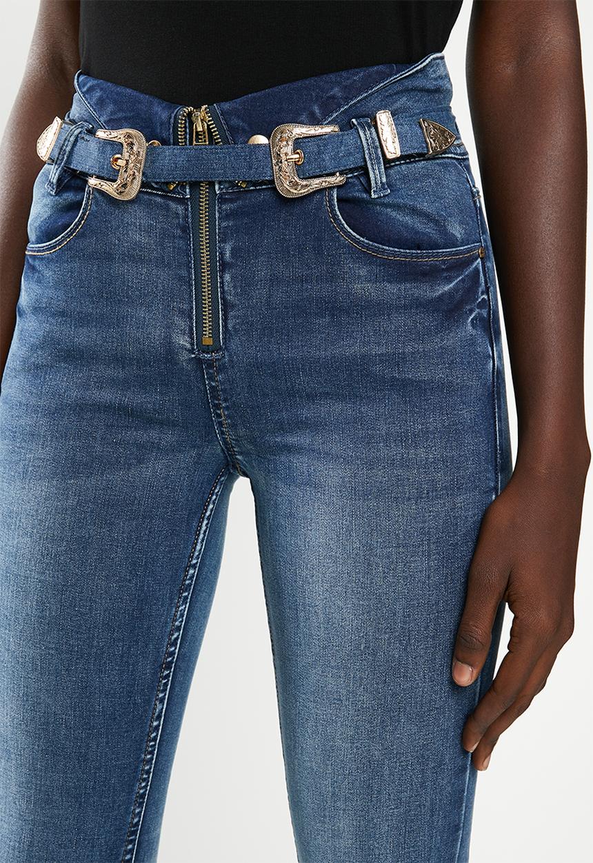 SISSY BOY - Ryder high rise skinny with belt - blue 